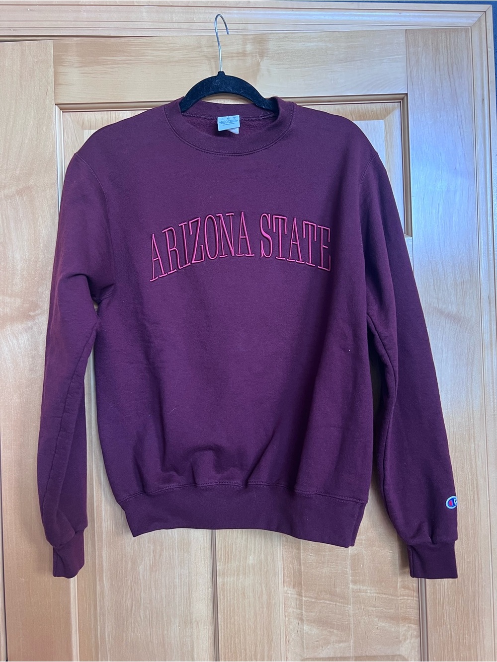 Arizona State Embroidered Maroon Crewneck Sweatshirt